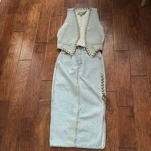 Blue Jean vest and skirt set XS extra small